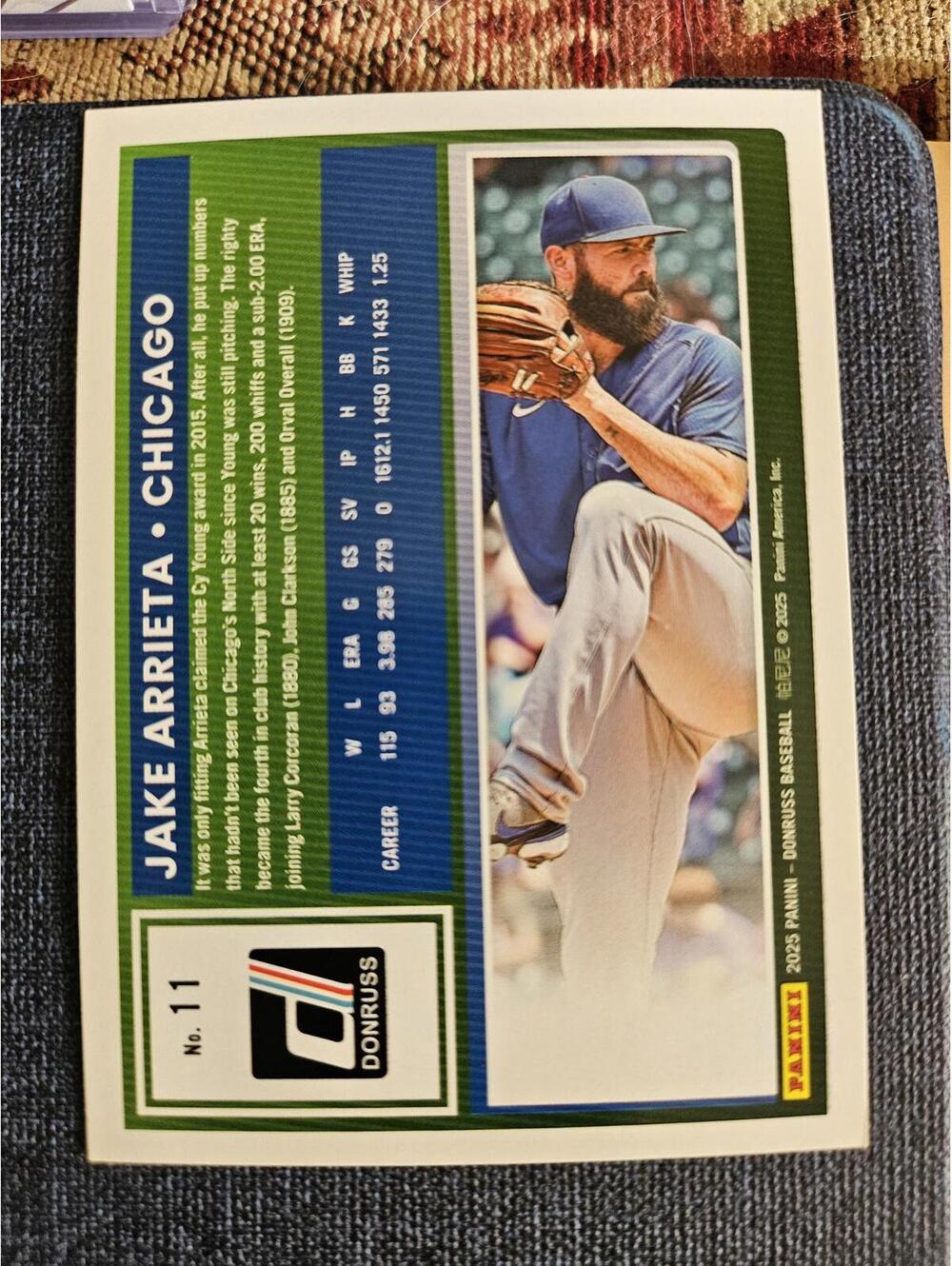 Jake Arrieta - 2025 Panini Donruss baseball - #11 - Cubs - RAW Mint - Picture 2 of 2